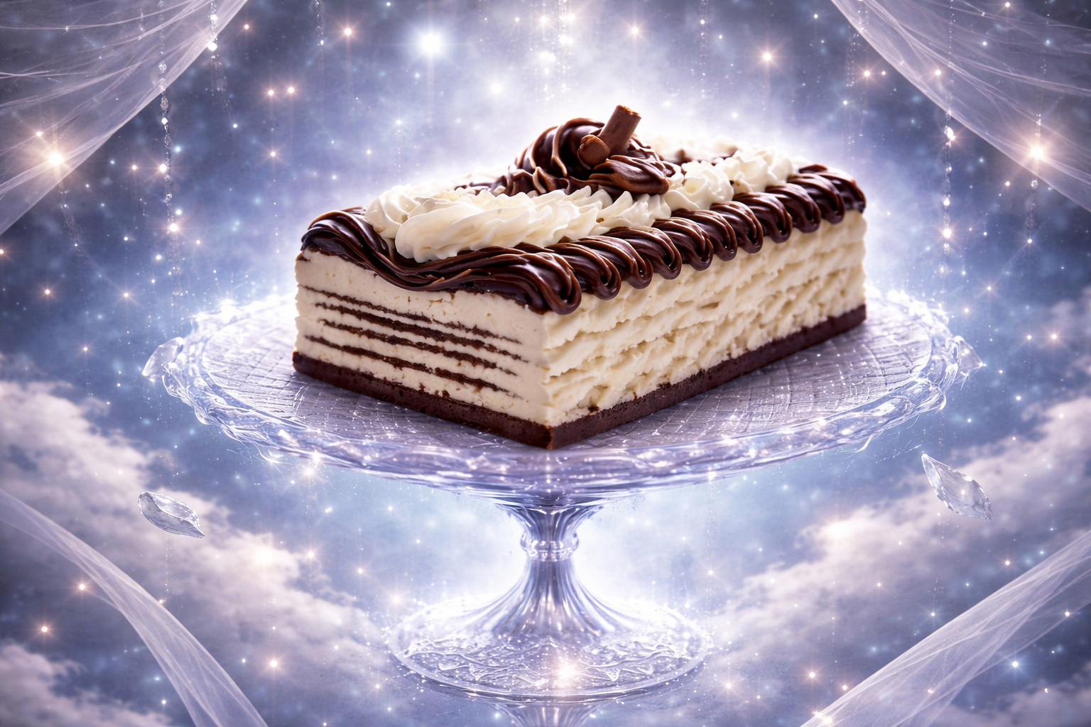 ガラス皿に置かれたビエネッタの神秘的イメージ