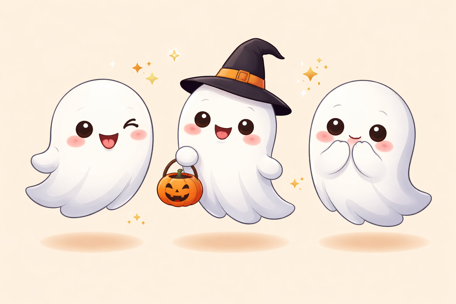 かわいいお化けが仲良くお話し中