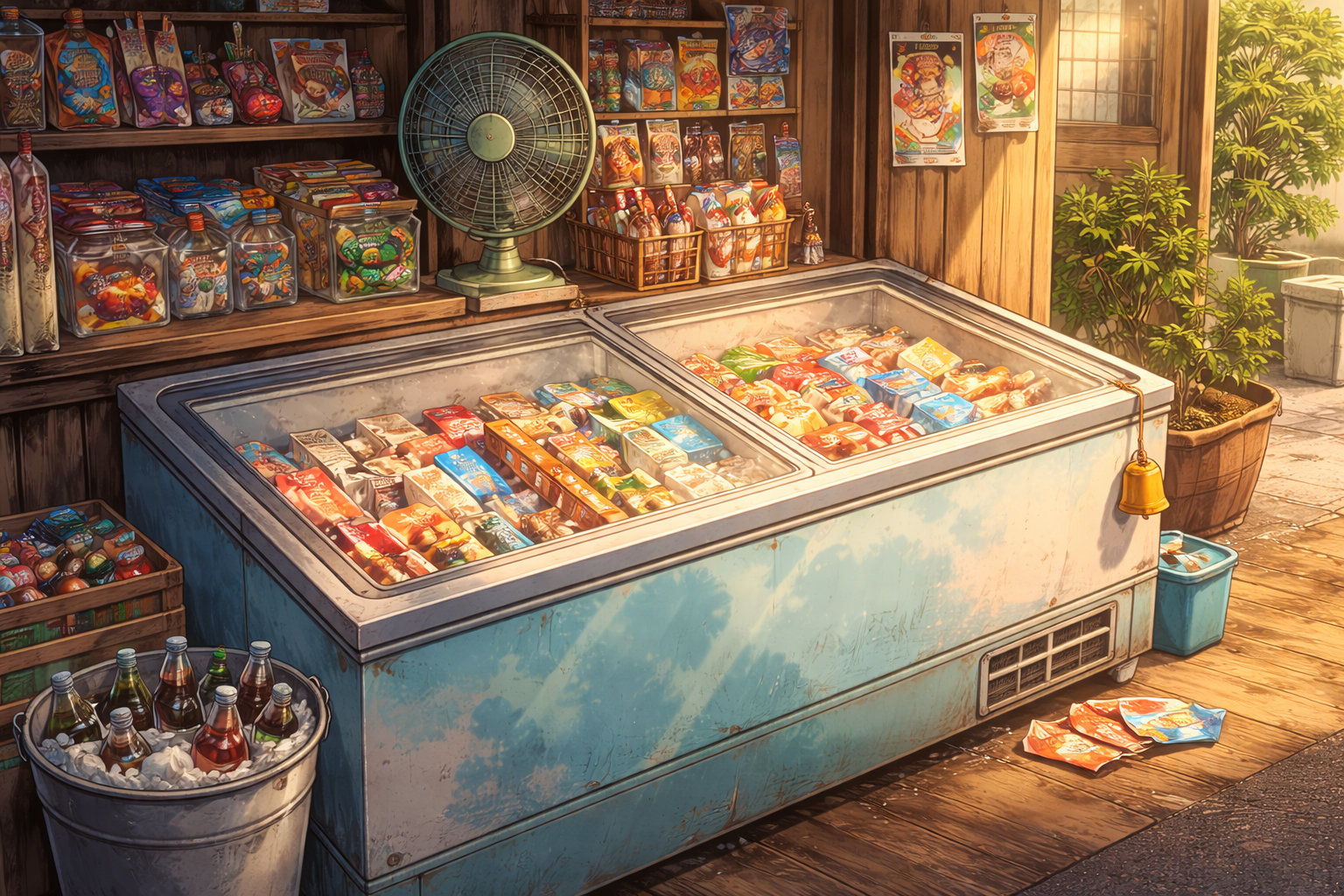 駄菓子屋のアイスボックスの絵
