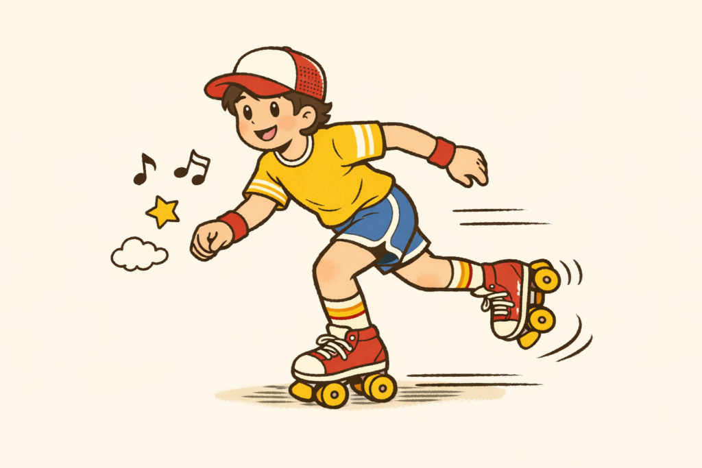 ローラースケートをしている人の挿絵