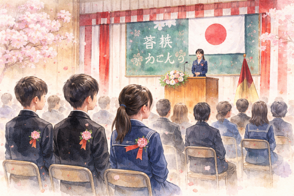 日本の中学校の卒業式のイメージ画