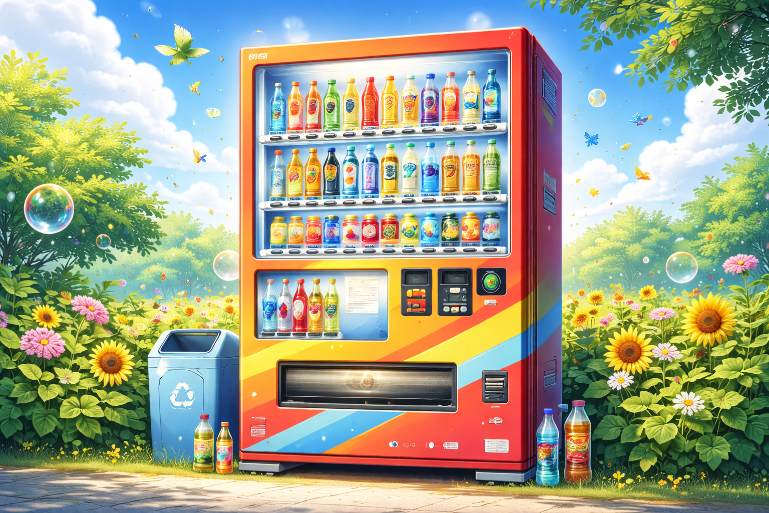 夏場の自動販売機の絵