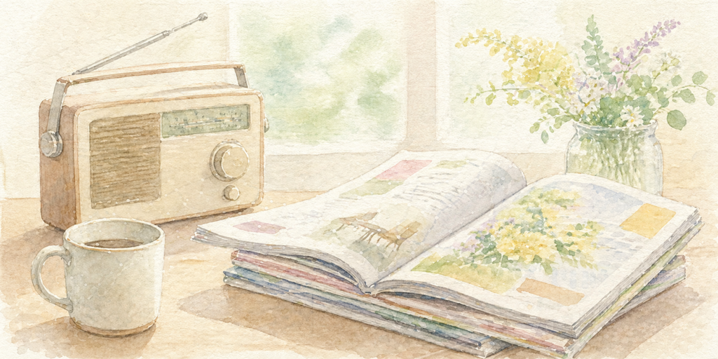ラジオと雑誌のイメージイラスト