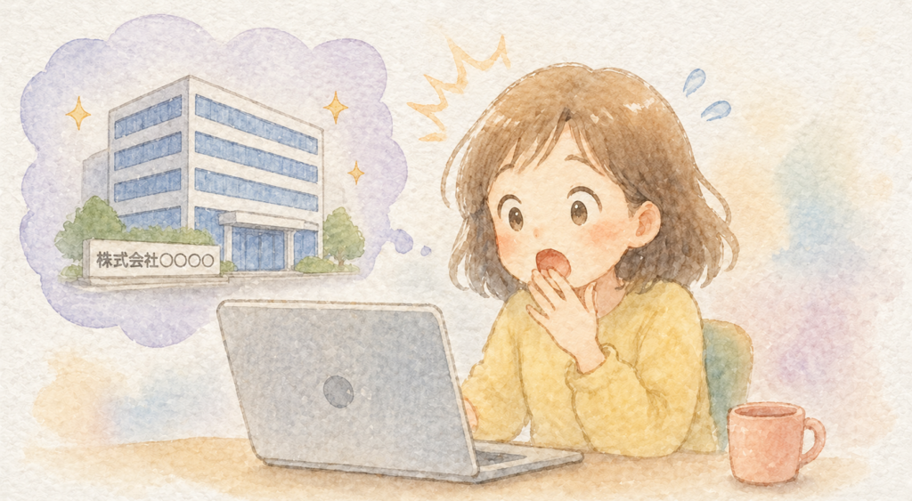 企業のニュースを見て衝撃を受けている人のイメージイラスト