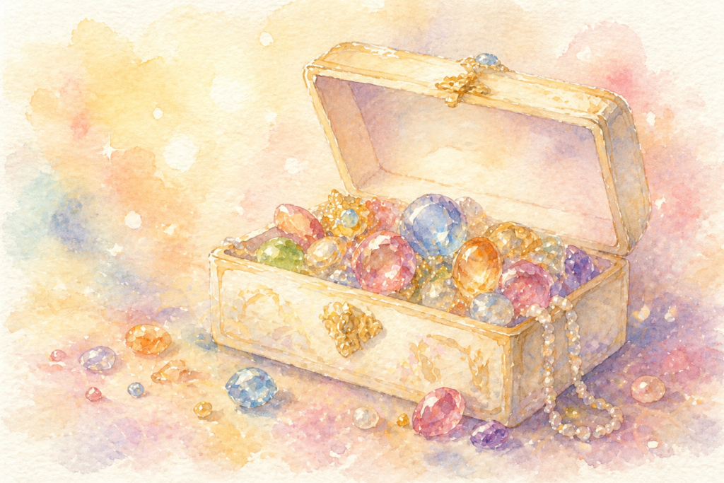 宝石箱を開いた感じのイラスト