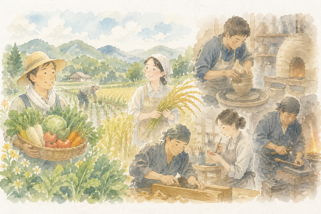 農家と職人のイメージイラスト