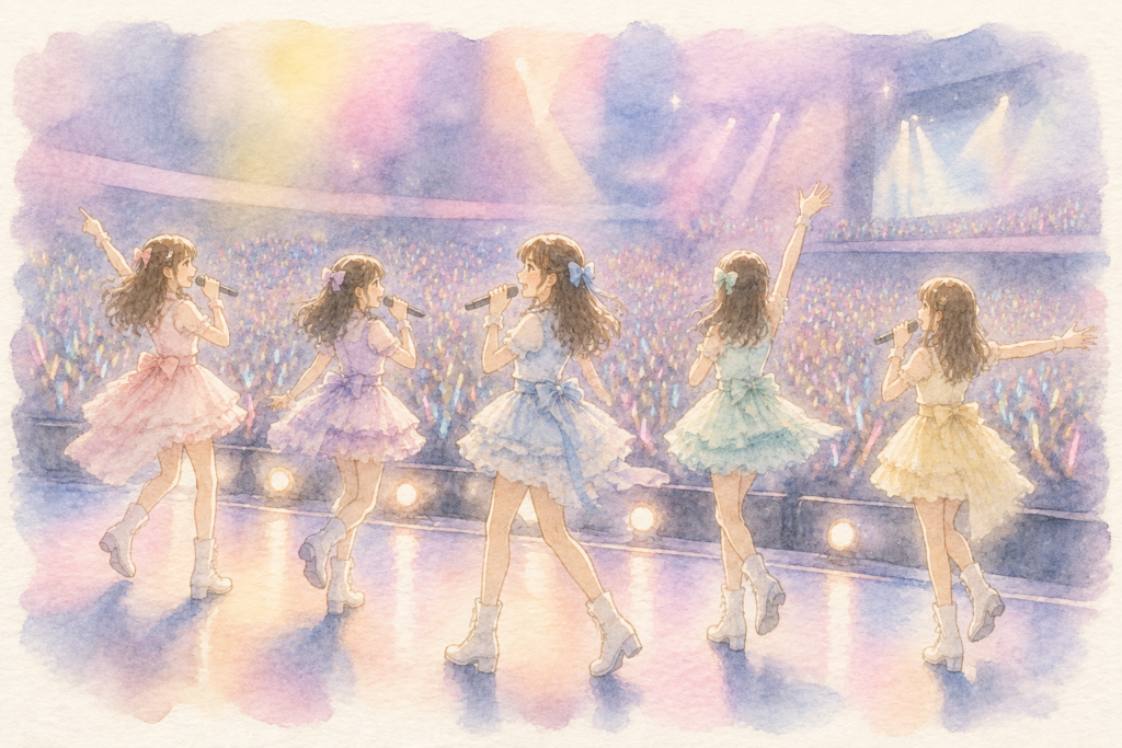 ライブをする女性アイドルのイメージイラスト