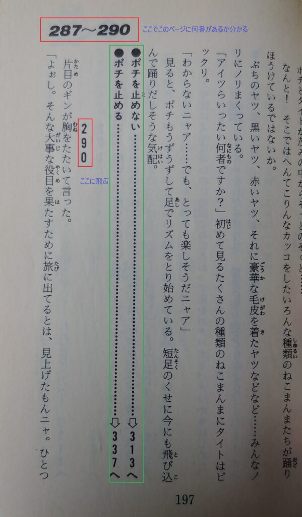 ゲームブックの段落番号などを説明した画像